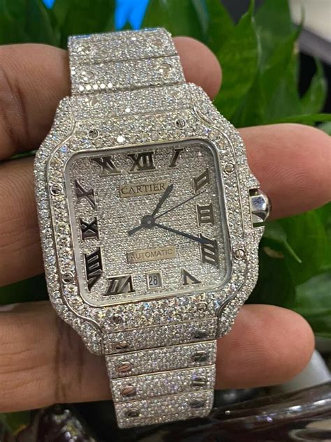 cartier mens watch with diamonds|men's diamond watch real.